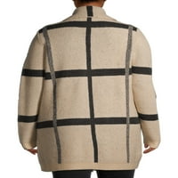 Apsolutno poznati ženski coatigan džemper od žakarda s otvorenim prednjim dijelom i prozorskim staklom veličine