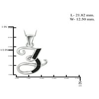Jewelersclub crni dijamantni naglasak sterling srebro od a do z početni privjesak, 18