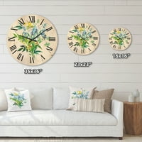 DesignArt 'livada cvijeće vijenac na bijeloj kući' Wood Wood sat