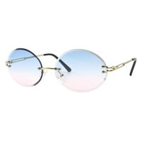 Ovalne sunčane naočale bez okvira zlatni okvir plave ružičaste zakošene leće 9 400