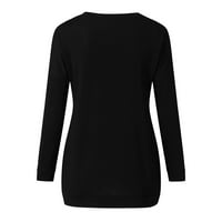 Majice za žene Zima Jesen Plus veličina dugih rukava s okruglim vratom preko čipkastih manžetnetprintovi za vježbanje