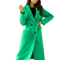 Ženski modni zimski kaput ženska jesen / zima jednostavna vunena jakna s dvostrukim reverima i dugmadima s dugim