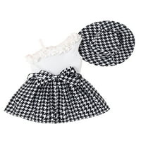 Qinghua mališani za bebe djevojčice casual ruffle haljina bez rukava One rame Houndstooth haljina za printu s