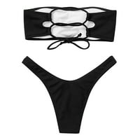 Tankini kupaći kostimi za žene ženske bikini s visokim strukom Kontrola trbuha s dva kupaća kostim kostima crna