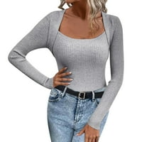 Ženske košulje s dugim rukavima, lagane jesensko-zimske ženske džempere s patentnim zatvaračem, sive, veličine,