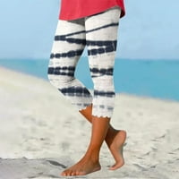 Ženske ljetne Ležerne hlače za plažu s elastičnim pojasom s printom, bijele 10