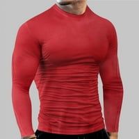 Kompresijske košulje za muškarce majica za fitness s dugim rukavima s okruglim vratom jednobojna pripijena elastična