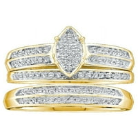 10-karatno žuto zlato, njegov i njezin okrugli dijamantni grozd koji odgovara vjenčanom prstenu.