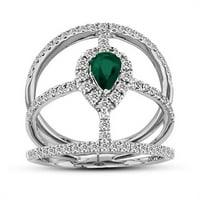 1. Modni dijamantni smaragdni prsten od 18K bijelog zlata-Veličina 4