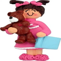 Beba sa ženskim medvjedićem u smeđoj boji, personalizirani Božićni ukras