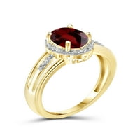 1. Karat Garnet dragulj i naglasak bijeli dijamantni prsten