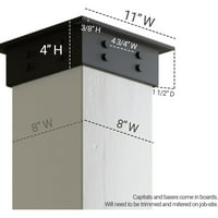 Ekena Millwork 8 W 5'H pijesak je razbijen endurathane fau drvo bez kosova kvadratnog omota s fau željeznom kapitalom