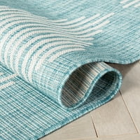 Dobro tkani vanjski tepih s plavim ševronom 5'7'