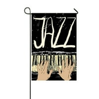 Sviranje jazz klavira sa zastavom na otvorenom uređenje vrta za kućnu zabavu