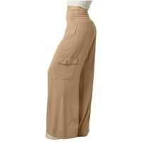 Lanene hlače za žene, visoke ženske hlače, ljetne široke ženske Ležerne široke hlače s širokim džepovima, kombinezoni,