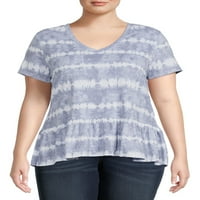 Tru Self Plus size Tie-Dye V-Neck BabyDoll majica