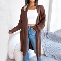 Ženski dugi kardigani, preveliki džemperi za jesen, preveliki pleteni džemper s otvorenim prednjim dijelom, kaput