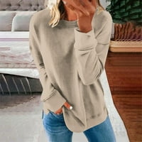 Ženska modna majica s okruglim vratom jednobojni lagani casual preveliki pulover za Tinejdžerke jesenske majice