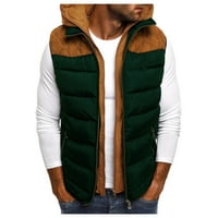 Muška jesen / zima modna casual jakna s patentnim zatvaračem s džepom i kapuljačom, bez rukava, Pamučna podstava,