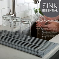 Kuhinjski dijelovi presvučeni silikonom, prostirka za sušenje koja se kotrlja preko sudopera, siva