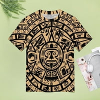 Majanski Astečki kalendar, ženski ljetni vrhovi, ležerna majica kratkih rukava sa zabavnim grafičkim printom