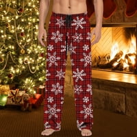 Muške hlače s gradijentnim printom, ravne hlače, Božićna pidžama srednjeg struka, kravate i džepovi, sportske