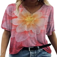 Ženska modna boho majica s cvjetnim printom vrećasti ljetni vrhovi tunike za plažu s izrezom u obliku slova u,